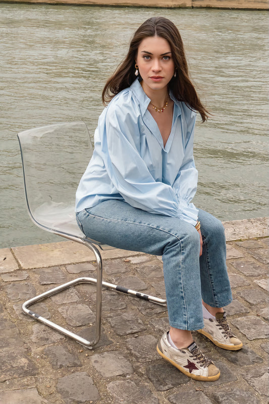 Blouse LEA bleu ciel